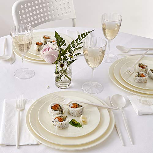 PLATOS GRANDES DESECHABLES | 20 piezas | Platos de plástico resistente | Aspecto elegante de porcelana | Opulence - Crema (10,25 pulgadas/25 cm)