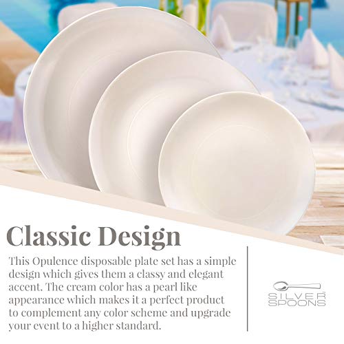 PLATOS GRANDES DESECHABLES | 20 piezas | Platos de plástico resistente | Aspecto elegante de porcelana | Opulence - Crema (10,25 pulgadas/25 cm)