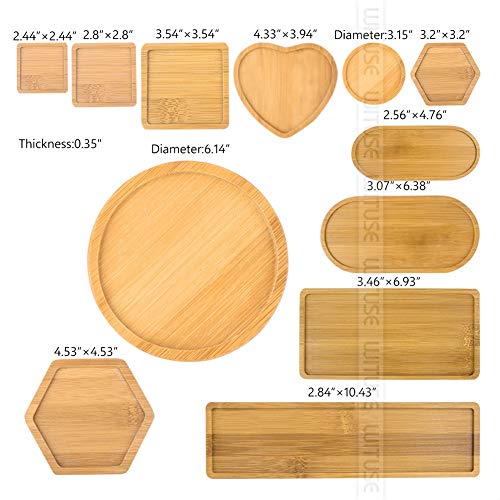 Platos redondos de bambú de madera Tazones cuadrados for suculentas Ollas Bandejas Base Stander Decoración de jardín Decoración del hogar Artesanías 12 tipos Venta ( Color : Dark Khaki , Size : 5pc )