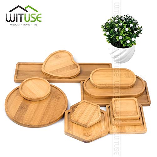 Platos redondos de bambú de madera Tazones cuadrados for suculentas Ollas Bandejas Base Stander Decoración de jardín Decoración del hogar Artesanías 12 tipos Venta ( Color : Dark Khaki , Size : 5pc )