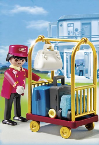 PLAYMOBIL Hotel - Portero con Carro de Equipaje, Set de Juego , 10 x 5 x 15 cm, (5270)