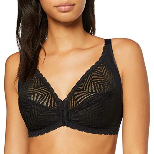 Playtex Soutien-Gorge Emboitant Sans Armature Ideal Posture Sujetador sin Aros, Negro (Noir 001), 100D para Mujer