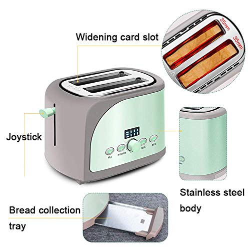 PLEASUR Máquina para Hacer Pan de Acero Inoxidable, tostadora eléctrica, Tostadas para Pasteles, Horno sándwich, Parrilla, 2 rebanadas, máquina automática para Hornear el Desayuno, Verde