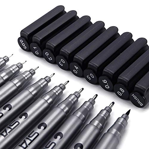 Plumas de Línea Fina, Beupro Rotuladores Punta Fina Bolígrafos Fineliner Negros Drawing Pens para Bocetos Dibujo Redacción Cómic Scrapbooking