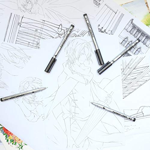 Plumas de Línea Fina, Beupro Rotuladores Punta Fina Bolígrafos Fineliner Negros Drawing Pens para Bocetos Dibujo Redacción Cómic Scrapbooking