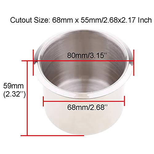 POFET - Soporte universal para vasos de barco de acero inoxidable (4 unidades, 68 x 55 mm) para mesa de póquer, sofá