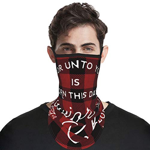 Polainas de cuello con orejas, Buffalo a cuadros cristianos de Navidad con tipografía unisex para la cara, bufanda, pasamontañas UV, protección contra el viento, para el aire libre de la motocicleta