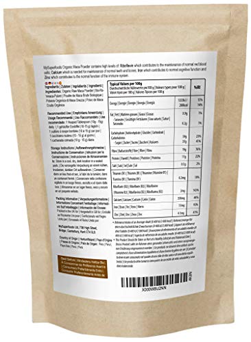 Polvo De Maca Orgánica (500g), MySuperFoods, Repleto de nutrientes saludables, Antiguo alimento para la salud de Perú, Delicioso sabor a maltosa, certificado como producto orgánico