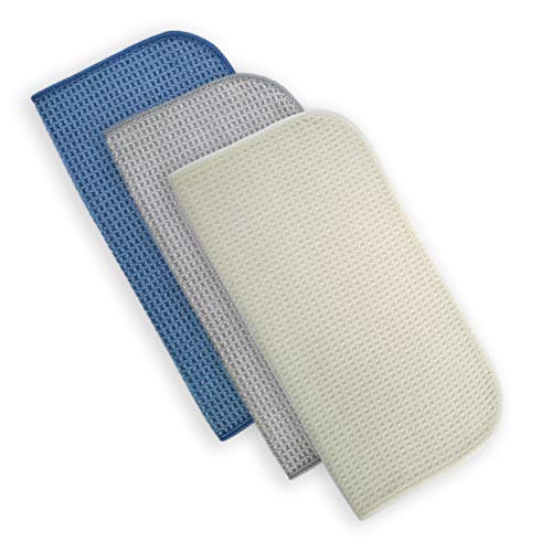 Polyte - Paño de Cocina de Microfibra con Punto gofrado - Premium - Azul Oscuro, Gris, Blanco Roto - 31 x 31 cm - Pack de 12