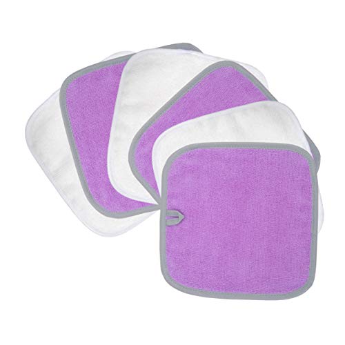 Polyte - Toalla facial desmaquillante de microfibra superabsorbente - Hipoalergénica, sin elementos químicos - Morado/blanco - 20 x 20 cm - Pack de 6