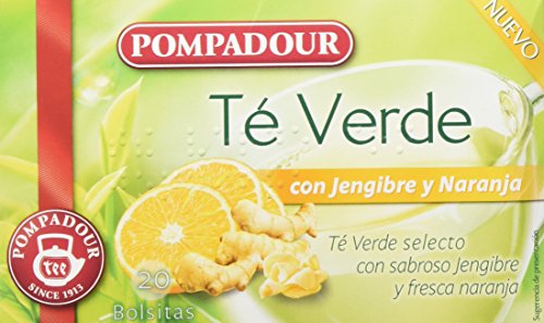 Pompadour Té Verde Jengibre y Naranja - 20 Bolsitas