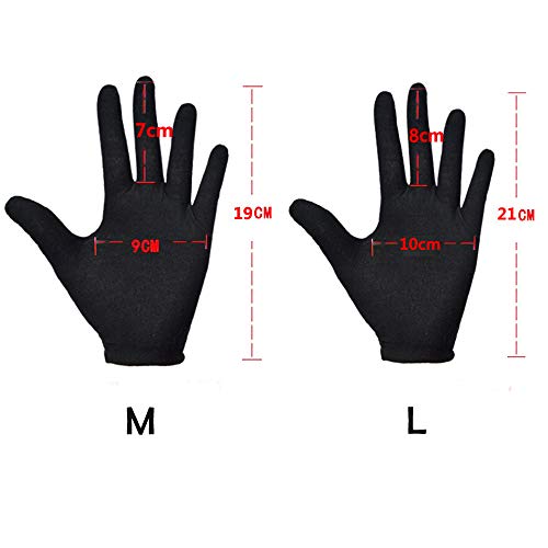 PONOJOKI 12 Pares Negro Algodon Guantes de Trabajo Jardineria Menaje del Hogar Servicio Cosmética Hidratante Moneda Joyería Inspección Manejo Película Jardín Gloves,24 Pcs,M-19CM/7.48"