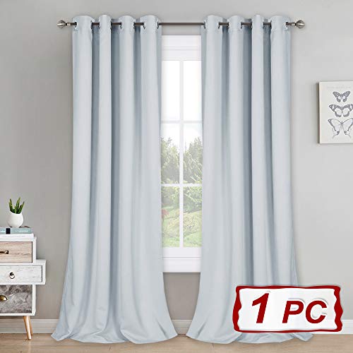 PONY DANCE Cortinas Sala Agradables - Drapeados con Ollaos Estilo Moderno Fácil para Instalar y Liso Térmico Aislante para Hogar Ventanas, 1 Unidad, 140 x 260 cm, Blanco Gris