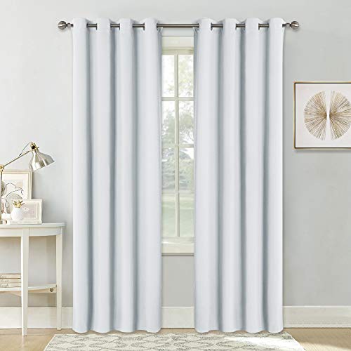 PONY DANCE Cortinas Salón Moderno - Térmicas Aislantes Frío Calor para Hogar 2 Uds, 140 x 240 cm, Blanco Gris