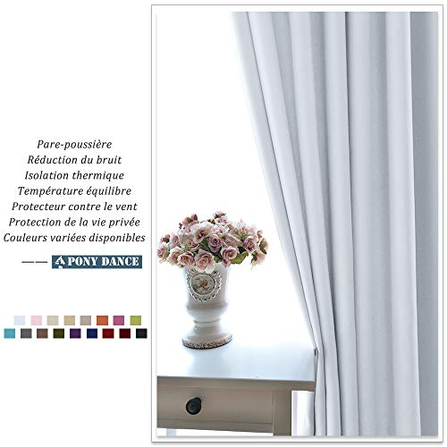 PONY DANCE Cortinas Salón Moderno - Térmicas Aislantes Frío Calor para Hogar 2 Uds, 140 x 240 cm, Blanco Gris