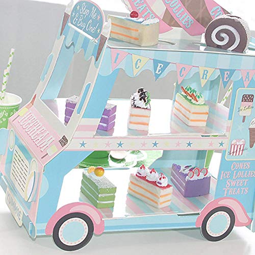 popchilli Soporte para pasteles, Decoración para pasteles, Soporte para pasteles en forma de carro de papel creativo, Bandeja en forma de automóvil para helados, para cumpleaños Fiesta de bodas frugal