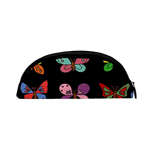 Portalápices semicirculares Estuche de papelería con cremallera, bolsa de maquillaje de viaje organizador de almacenamiento para niños y niñas, adolescentes, escuela, Clorful Butterfly