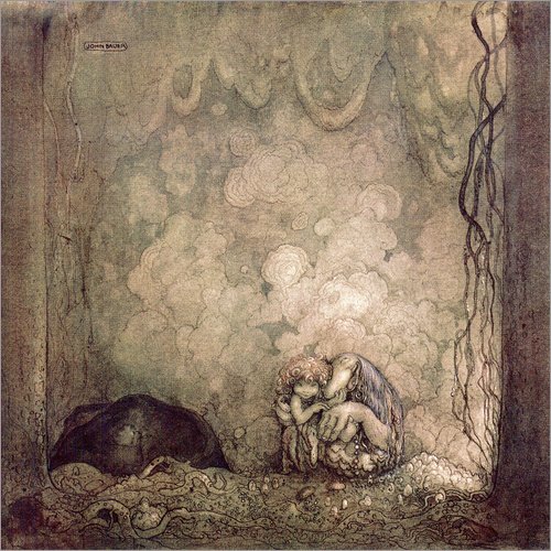 Póster 70 x 70 cm: A Mother's Love de John Bauer - impresión artística, Nuevo póster artístico