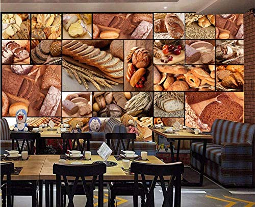 Póster Fotos Fondo Pared 3D Mural Pan Europeo Panadería Postre Tienda De Té Restaurante Cafetería Herramientas Pared Decoración Del Hogar Papel Pintado-200x140cm