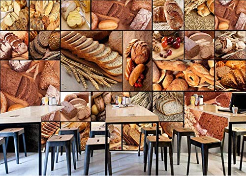 Póster Fotos Fondo Pared 3D Mural Pan Europeo Panadería Postre Tienda De Té Restaurante Cafetería Herramientas Pared Decoración Del Hogar Papel Pintado-200x140cm