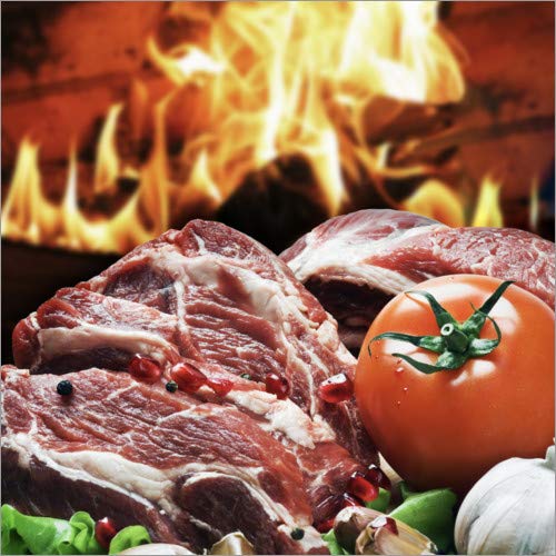 Posterlounge Cuadro de PVC 100 x 100 cm: Steak in Front of Open Fire de Editors Choice