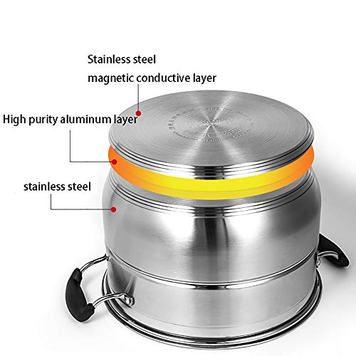 Pot vapor del alimento, de acero inoxidable de 3 niveles de vapor sartenes/Stock Pot, con tapa y pulido con acabado de espejo Vapores Para Cocinar-28cm