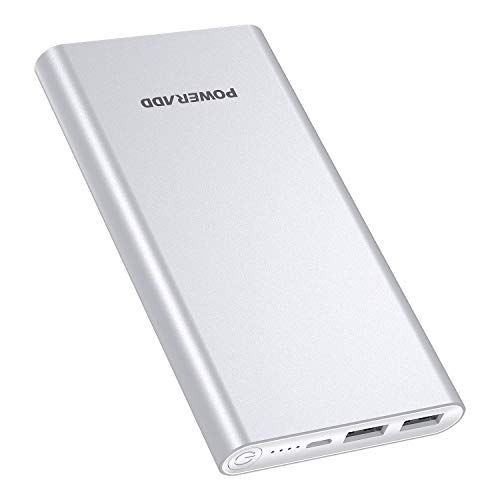 POWERADD Versión Mejorada Pilot 2GS Power Bank 10000mAh (Doble Puerto de Salida, 3.1A+3.1A) Cargador Portátil Batería Externa para iPhone, iPad, Huawei, Samsung y Más - Argentado