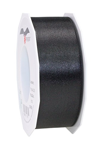 Prasent C.E, pattberg 40 mm 25 m de Cinta de Raso de Doble Cara, Negro