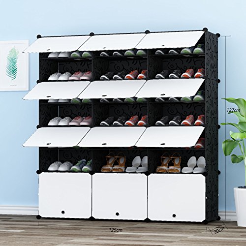 PREMAG Portable Organizador de Almacenamiento de Calzado Torre, Estantería de gabinete Modular para Ahorro de Espacio, Estante de Zapatero Estantes para Zapatos, Botas, Zapatillas 3 * 7