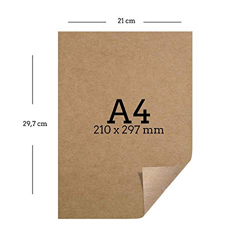 Premium Papel de Estraza DIN A4 de 180 g – 21 x 29,7 cm - Papel de manualidades, cartón natural, hojas de cartón, papel de cartón vintage para boda, regalos y etiquetas (50 hojas)