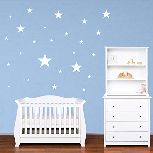 PREMYO 25 Estrellas Pegatinas Pared Infantil - Vinilos Decorativos Habitación Bebé Niños - Fácil de Poner Blanco