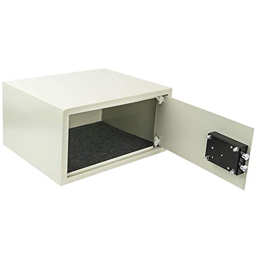 PrimeMatik - Caja Fuerte de Seguridad de Acero y con Llaves 44 x 38 x 23 cm Beige