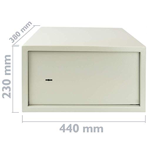 PrimeMatik - Caja Fuerte de Seguridad de Acero y con Llaves 44 x 38 x 23 cm Beige