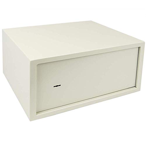 PrimeMatik - Caja Fuerte de Seguridad de Acero y con Llaves 44 x 38 x 23 cm Beige