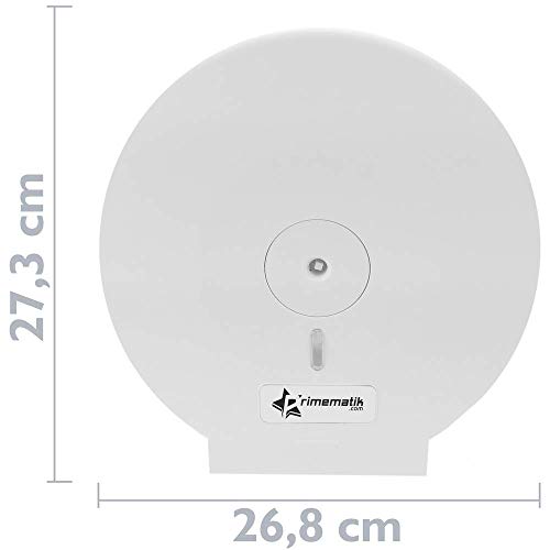 PrimeMatik - Dispensador de Papel higiénico. Portarrollos Industrial Blanco para baño