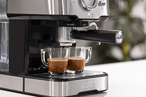 Princess 249412 Máquina de café para espresso italiano, Compatible con cápsulas Nespresso, 20 bares de presión, Depósito extraíble de , 1100 w, 1 taza, Negro