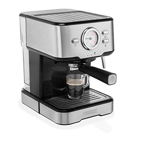 Princess 249412 Máquina de café para espresso italiano, Compatible con cápsulas Nespresso, 20 bares de presión, Depósito extraíble de , 1100 w, 1 taza, Negro