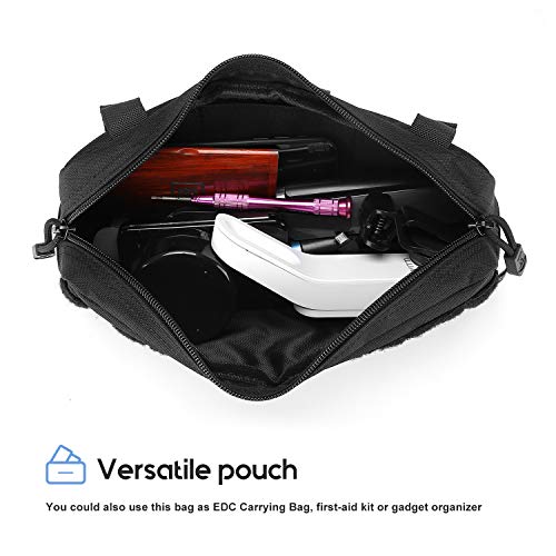 ProCase Bolsa Táctica MOLLE, Bolso Compacto EDC para Utensilio Artilugio Equipo Electrónico, Organizador Multiuso Resistente Estilo Militar Botiquín Primeros Auxilios –Negro