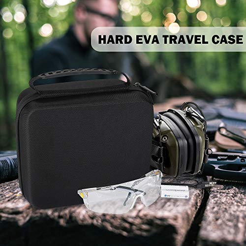 ProCase Estuche Goma EVA para Howard Leight Impact Sport Orejera Eléctrica y Genesis Sharp-Shooter Gafas de Seguridads, Caja Foam de Viaje con Bolsillo de Malla para Accesorios -Negro