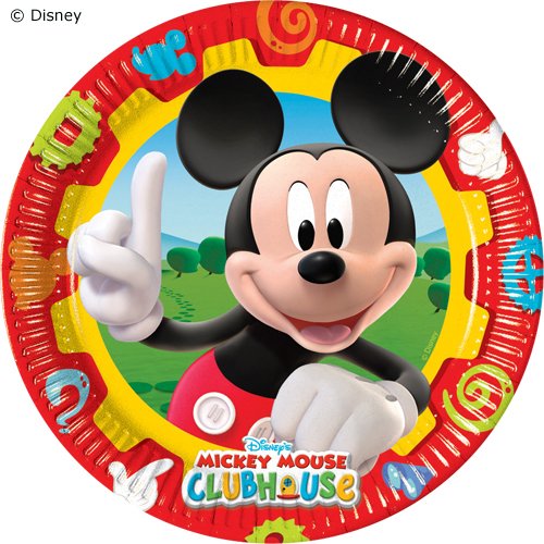 Procos - Juego de vajilla para fiestas (40 piezas, 10 platos, 10 vasos y 20 servilletas para cumpleaños infantiles y fiestas), diseño de Mickey Mouse de Disney