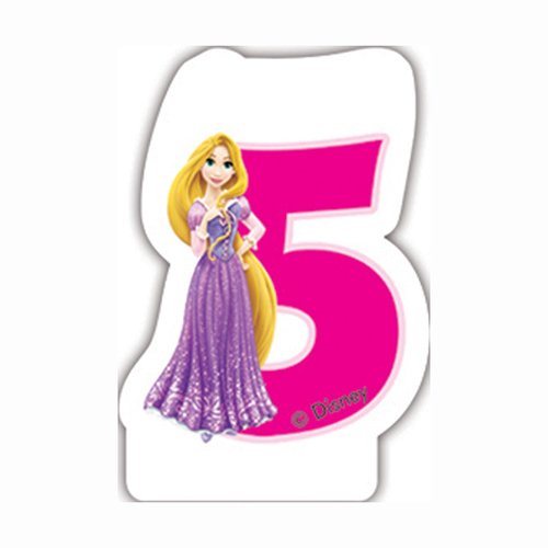 Procos Princesas Disney - Vela de Cumpleaños 5 Años Rapunzel Rosa (82898)