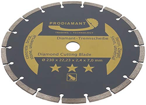 PRODIAMANT - Disco de corte de diamante (230 x 22,2 mm, para hormigón, piedra, ladrillo, universal, 230 mm, 7 mm)