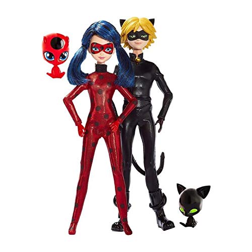 Prodigiosa: Las aventuras de Ladybug - Pack 2 muñecas Ladybug y Cat Noir (Bandai 39810)