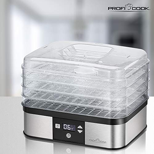 Proficook DR 1116 Deshidratador de Alimentos con Control de Temperatura, 350 W, 1 Cubic_Feet, 1 Decibelios, Acero Inoxidable