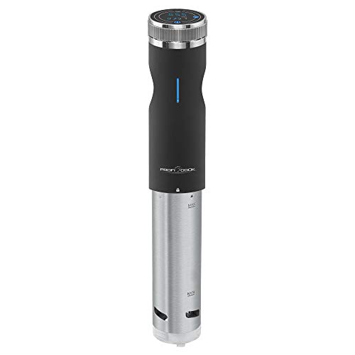 Proficook Sous Vide - Roner para cocción lenta, cocina al vacío para cocinar a bajas temperaturas, temporizador, 800 W, color gris y negro