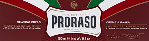 Proraso Tubo Crema De Afeitar De Sándalo Y Manteca De Karité Para Barbas Duras - 150 Ml. 180 g