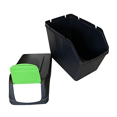 Prosperplast Juego de 3 Cubos de Reciclaje Capacidad Total 60 litros, apilable, Compartimentos en Color Antracita, 3x20 litros