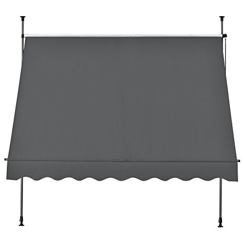 [pro.tec] Toldo articulado con armazón - Gris - 300 x 120 x 200-300 cm - Toldo Enrollable terraza balcón - Protector de Sol - Parasol