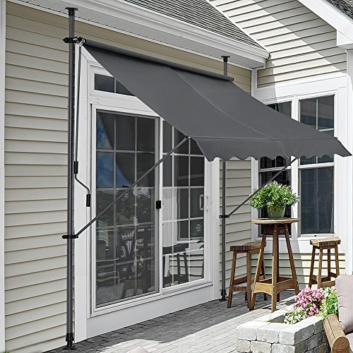 [pro.tec] Toldo articulado con armazón - Gris - 300 x 120 x 200-300 cm - Toldo Enrollable terraza balcón - Protector de Sol - Parasol