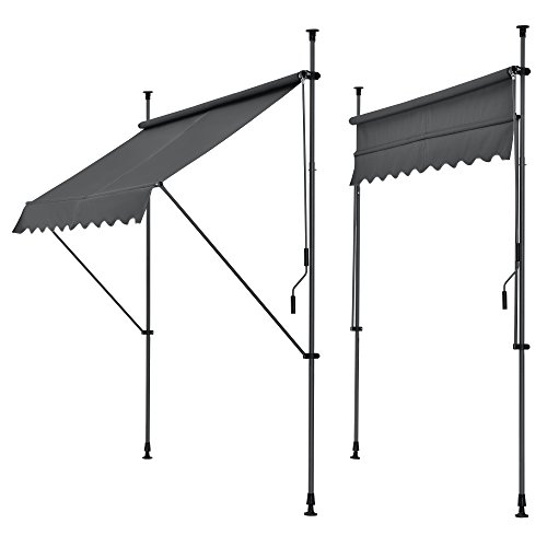 [pro.tec] Toldo articulado con armazón - Gris - 300 x 120 x 200-300 cm - Toldo Enrollable terraza balcón - Protector de Sol - Parasol